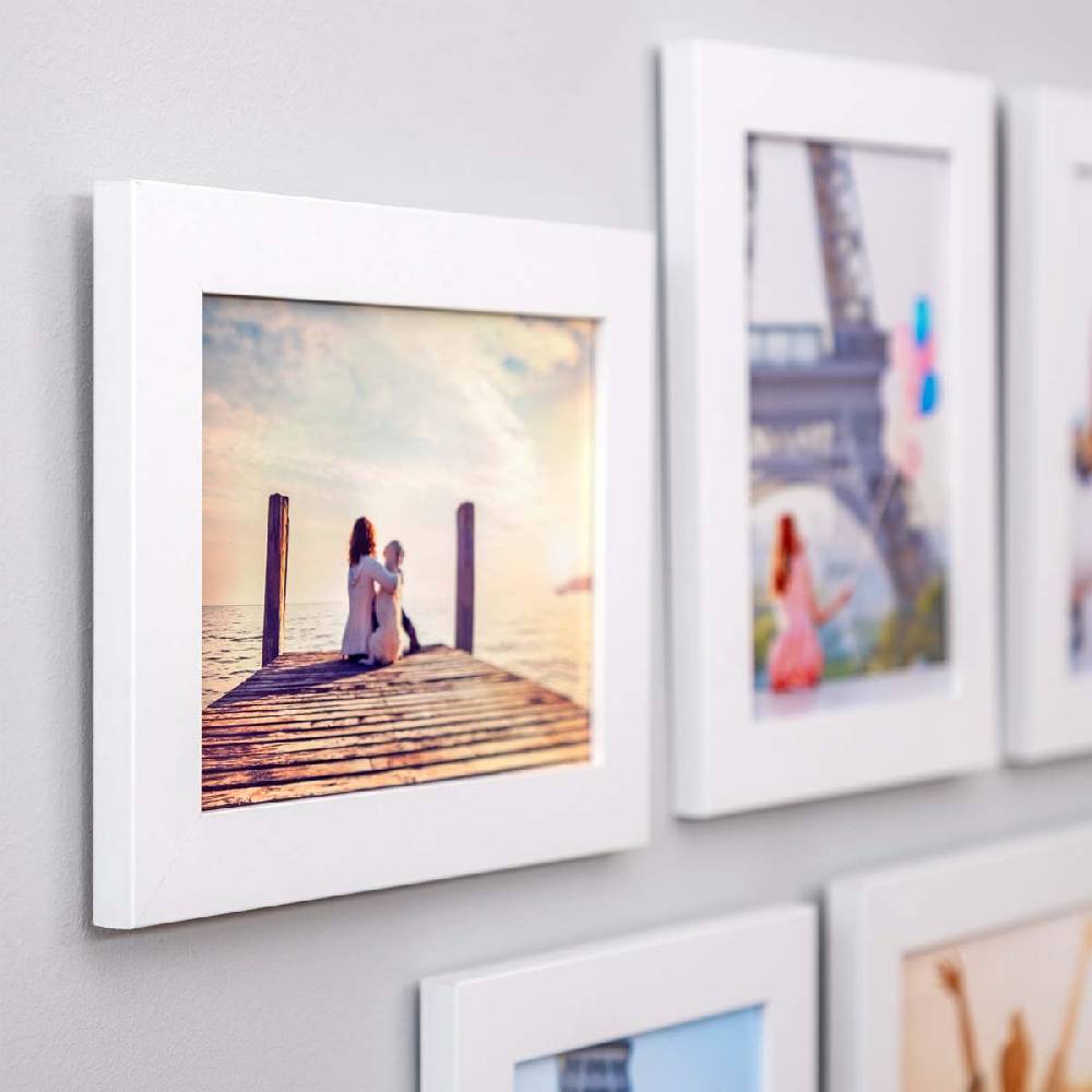 Photolini 10er Bilderrahmen-Set 10x15 cm Modern Weiß MDF Basic Collection | Acrylglas Exklusive Angebote