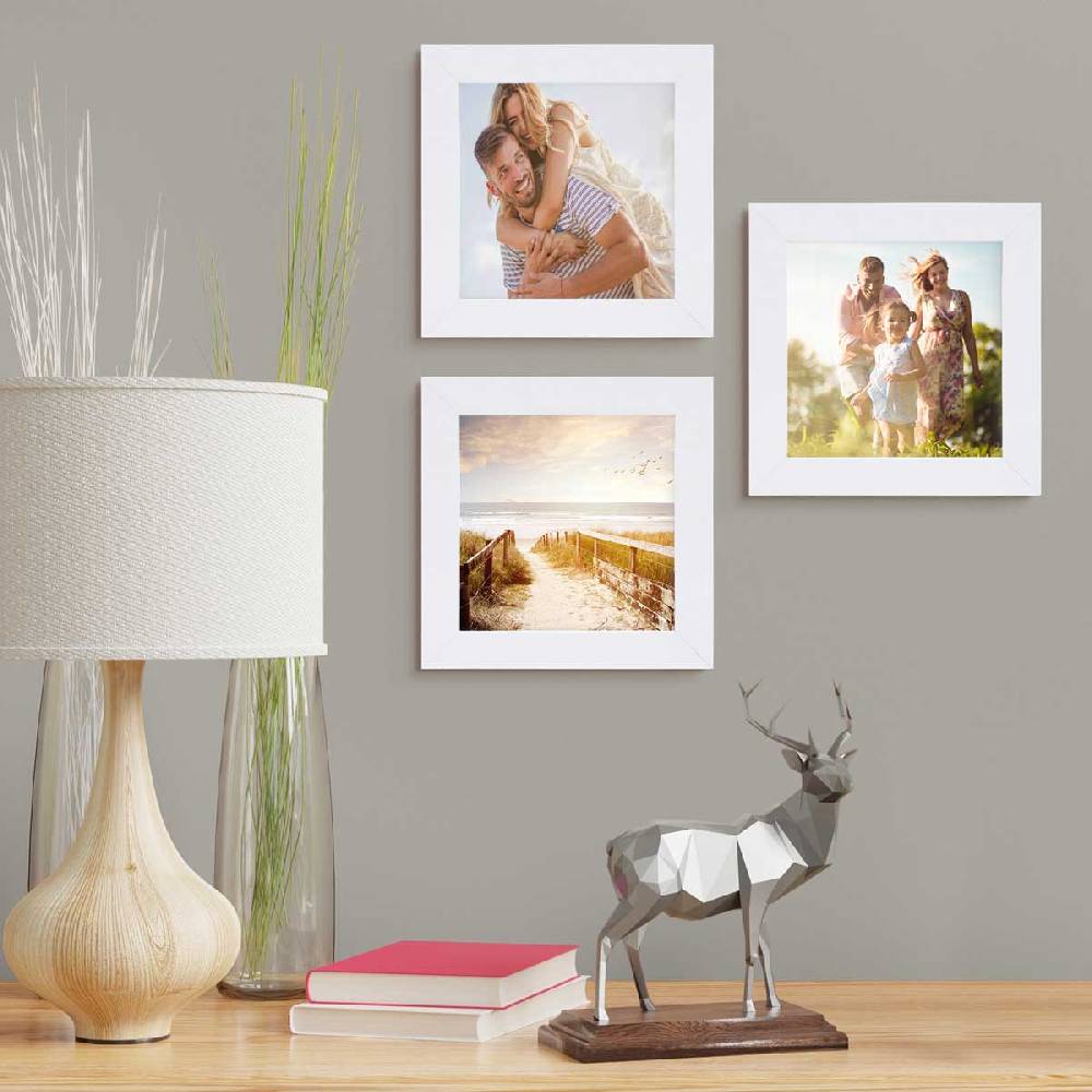 Photolini 10er Bilderrahmen-Set breit 15x15 cm Weiß, MDF-Holz | Acrylglas Neuheiten