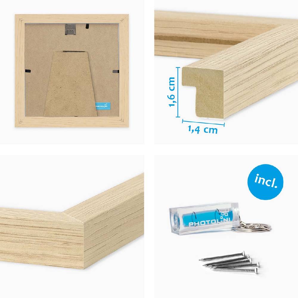 Photolini 3er Bilderrahmen-Set 15x15 cm Modern Natur aus MDF mit Acrylglas Tägliche Deals