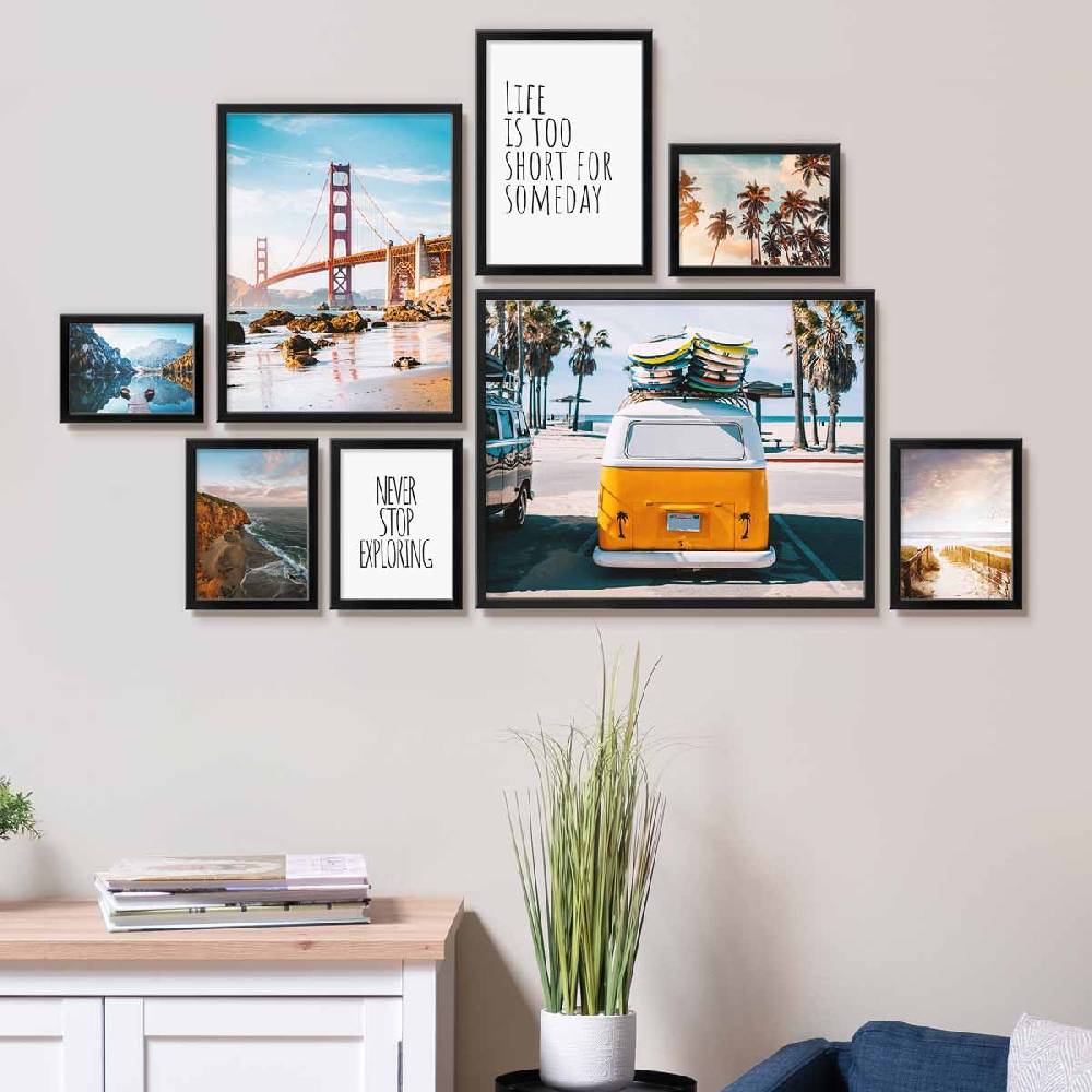 Photolini 8er Bilderrahmen-Set Modern Schwarz aus MDF 13x18 bis 40x50 cm Bis zu 65% Rabatt