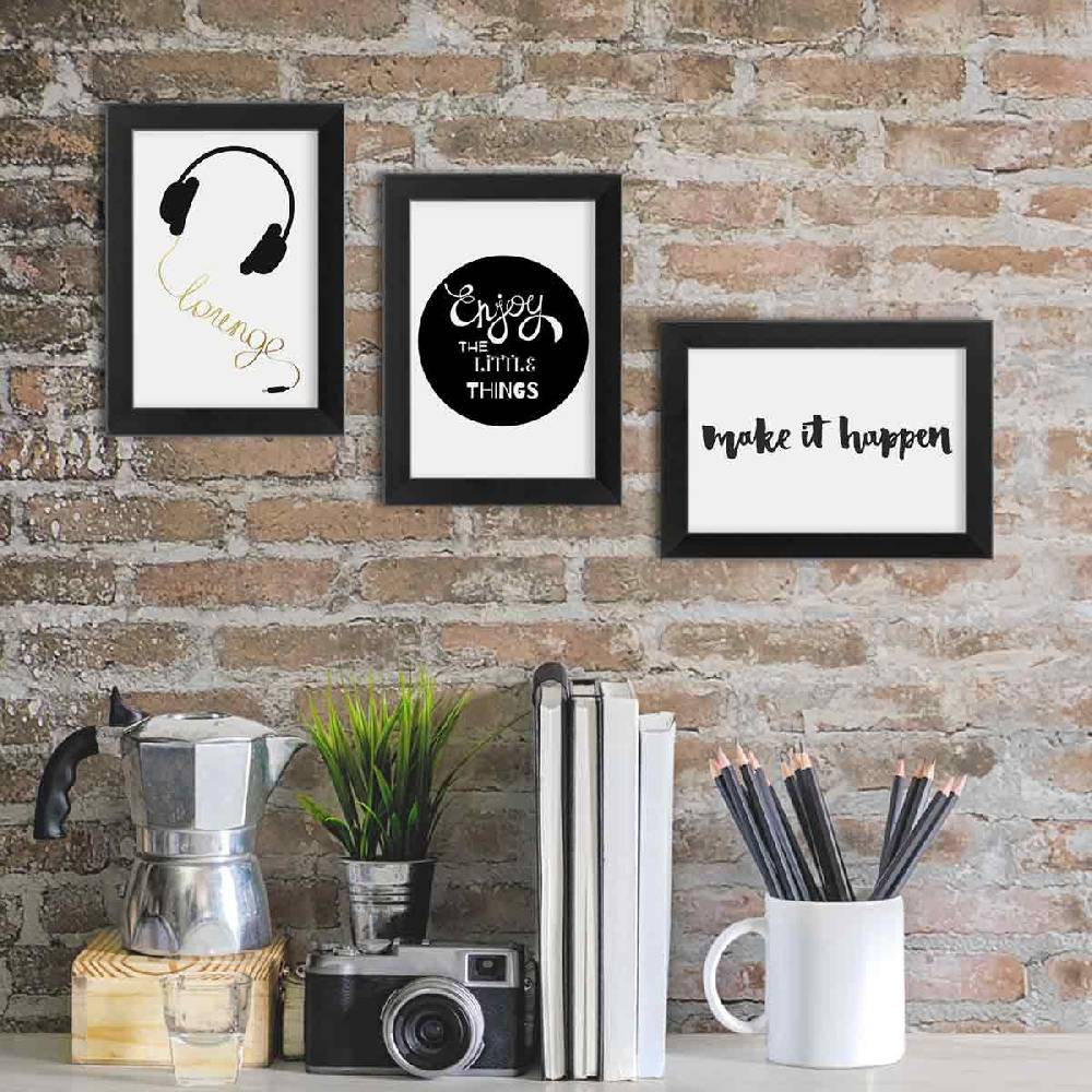 Photolini 3er Bilderrahmen-Set 10x15 cm Modern Schwarz aus MDF mit Acrylglas Vierteljährliche Förderung