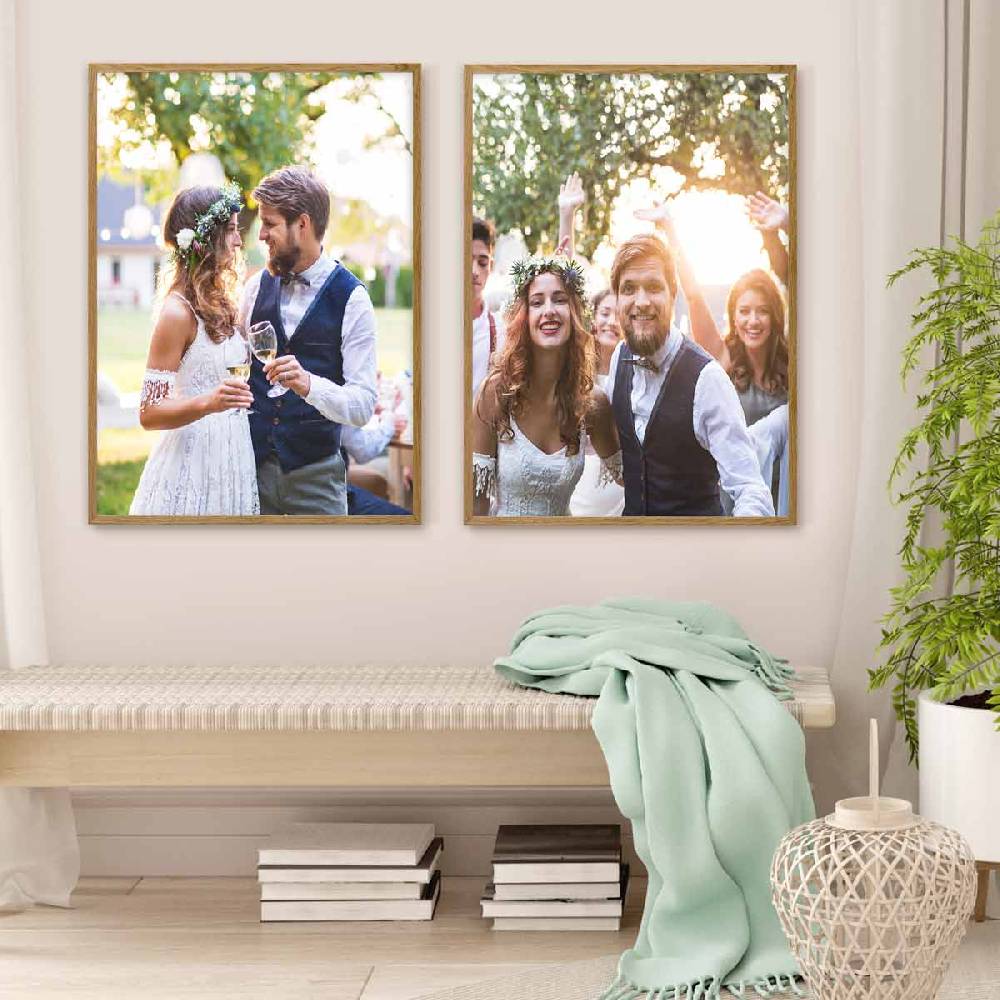 Photolini Holzrahmen Eiche 2er Set 50x70 cm mit Acrylglas Riesige Rabatte