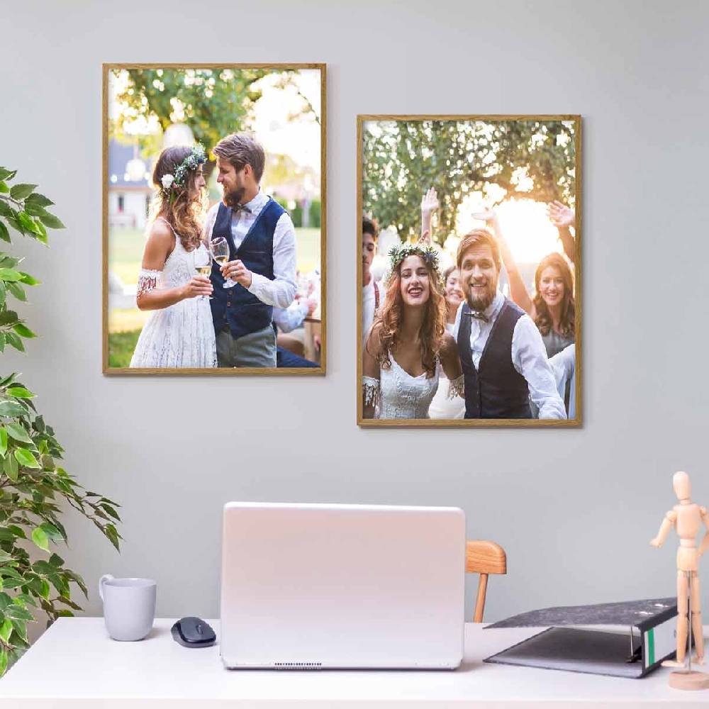Photolini Holzrahmen Eiche 2er Set 50x70 cm mit Acrylglas Riesige Rabatte