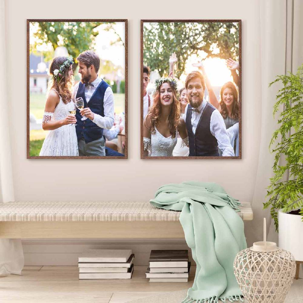 Photolini Holzrahmen Eiche Dunkel 2er Set 50x70 cm mit Acrylglas Clearance-Verkauf