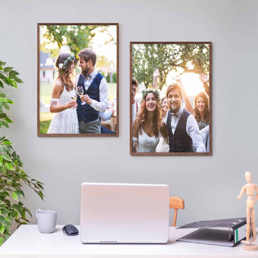 Photolini Holzrahmen Eiche Dunkel 2er Set 50x70 cm mit Acrylglas Clearance-Verkauf