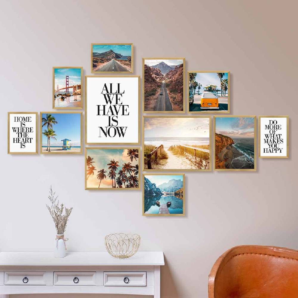 Photolini 12er Bilderrahmen-Set Modern Gold aus MDF Kostenloser Versand international