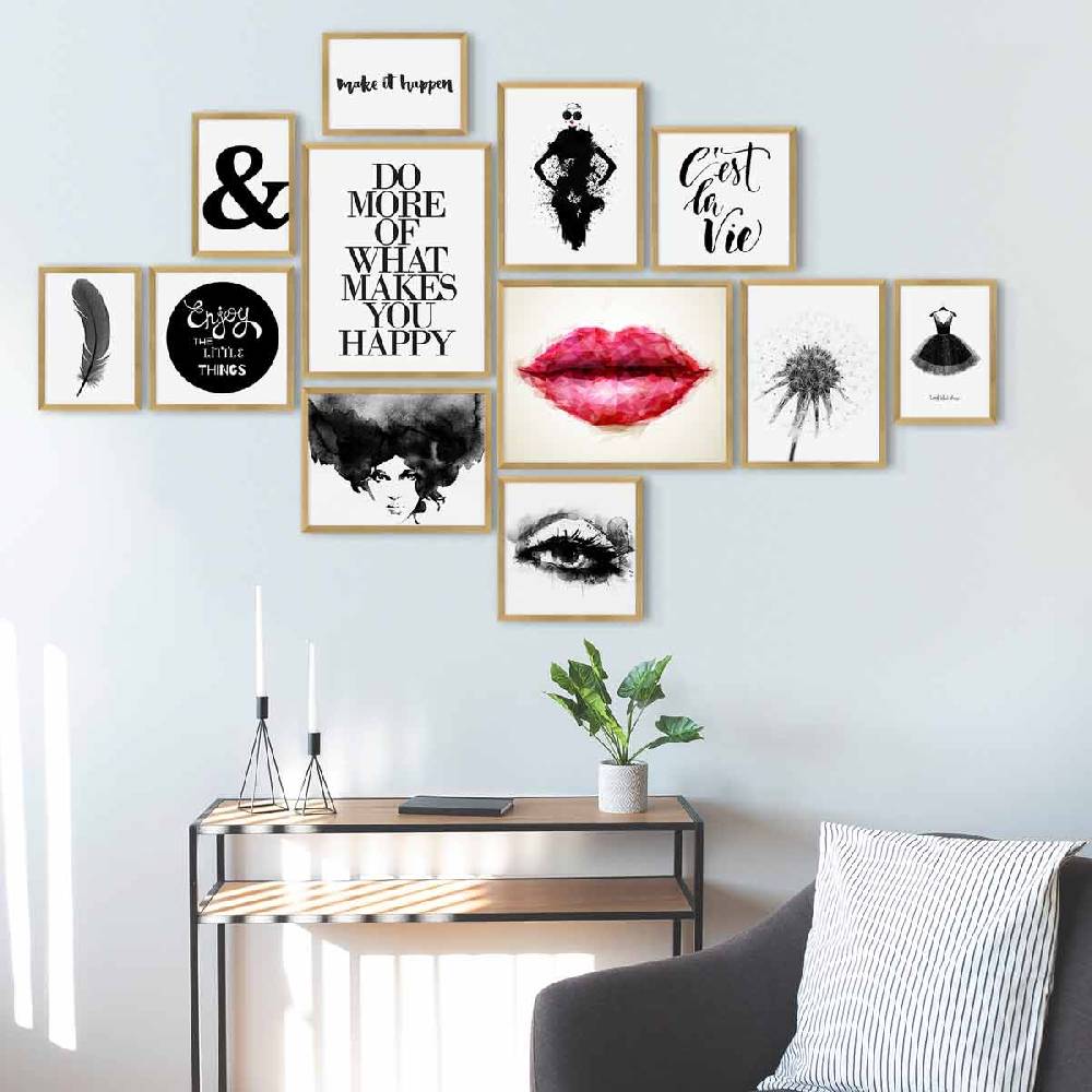 Photolini 12er Bilderrahmen-Set Modern Gold aus MDF Kostenloser Versand international
