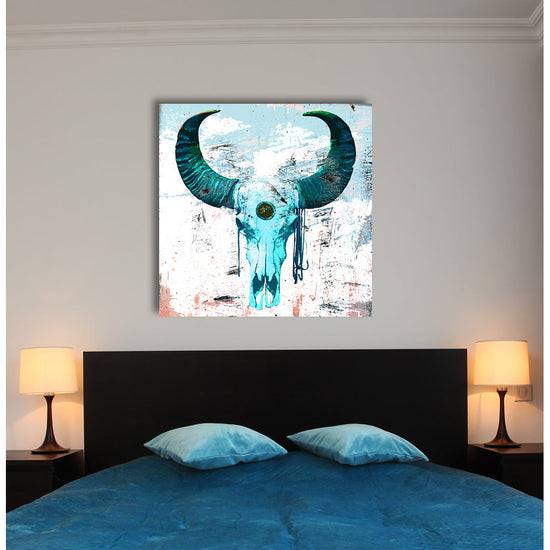 Queen Kerosin Acrylglasbild - Bulls Skull Blue Super Sparpreis