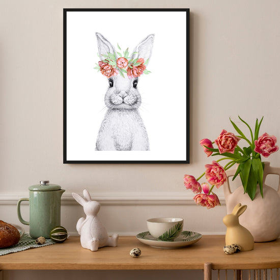 Queen Kerosin Rahmenbild - Grauer Hase mit Ohrenschmuck Begrenzt auf 3 Tage