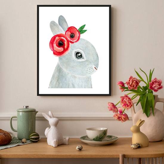 Queen Kerosin Rahmenbild - Hase mit Ohrenschmuck Black Friday Preise