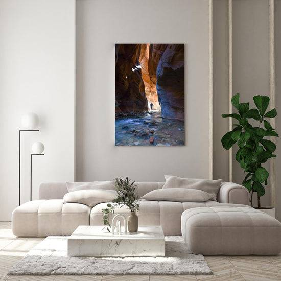 Queen Kerosin Acrylglasbild - MAN IN THE NARROWS ZION NATIONAL PARK Saisonschlussverkauf