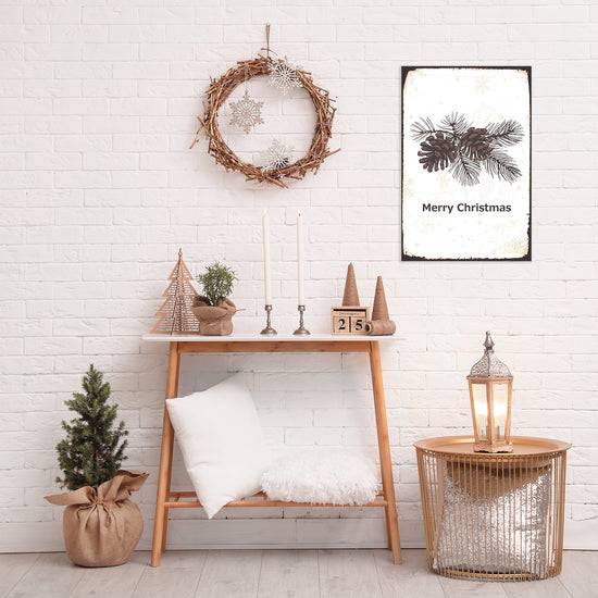Queen Kerosin Blechschild - Merry Christmas Pinecones Riesige Ersparnisse
