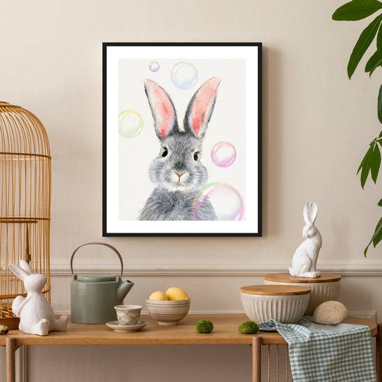 Queen Kerosin Rahmenbild - Hase mit Seifenblasen Riesige Rabatte