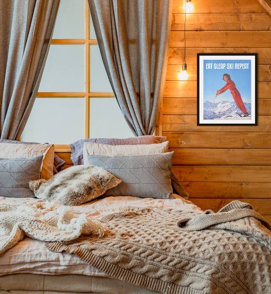 Queen Kerosin Rahmenbild - Eat Sleap Ski Repeat Fabrikpreis