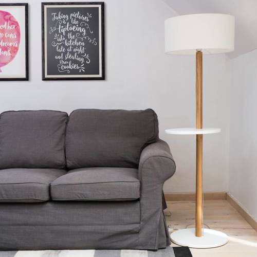 Ragaba UFO Floor Lamp 45x150cm Antique Pink / White Lampshade Online Shopping