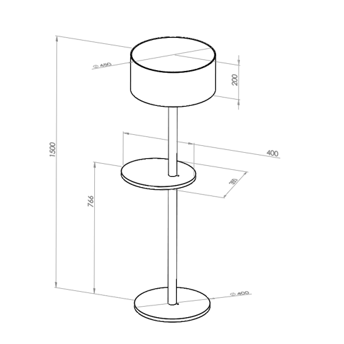 Ragaba UFO Floor Lamp 45x150cm Antique Pink / White Lampshade Online Shopping