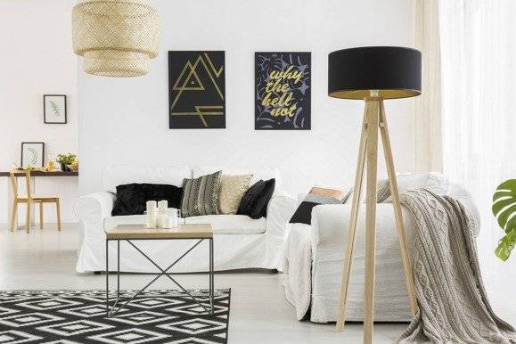 Ragaba WANDA Ashwood Floor Lamp 45x140cm - White Lampshade / Transparent Jubiläumsangebot