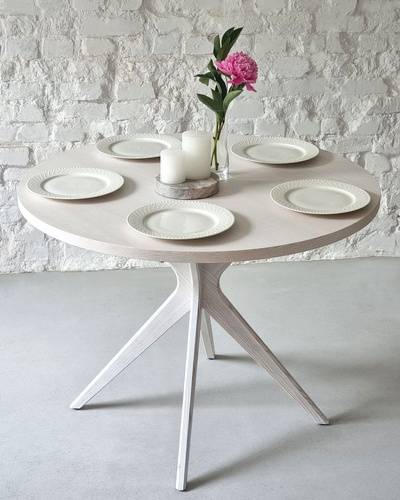 Ragaba JUBI BOLD Round Dining Table 110cm White Ashwood Top Angebot