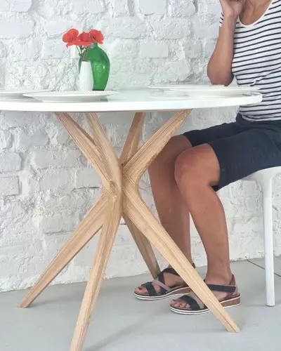 Ragaba JUBI Half Racetrack Dining Table 90x90cm Sage Green Exklusive Angebote