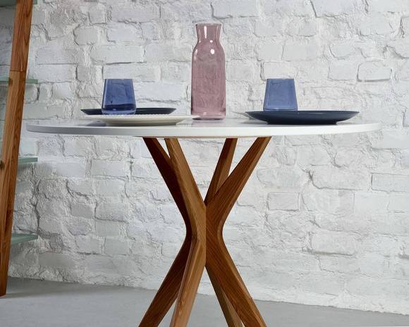 Ragaba JUBI Round Dining Table diam. 80cm Oak Sage Green Tiefpreis