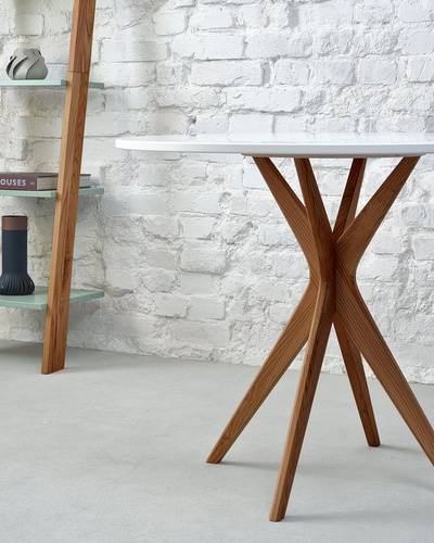 Ragaba JUBI Round Dining Table diam. 80cm Oak Sage Green Tiefpreis