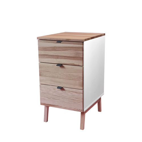 Ragaba LUKA 3-Drawer Desk Cabinet W41xD50cm Ash Top White Side