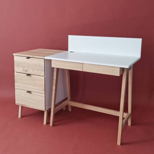 Ragaba LUKA 3-Drawer Desk Cabinet W41xD50cm Ash Top White Side Sonderangebot der Fabrik
