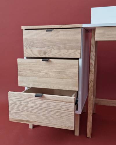 Ragaba LUKA 3-Drawer Desk Cabinet W41xD50cm Ash Top White Side Sonderangebot der Fabrik