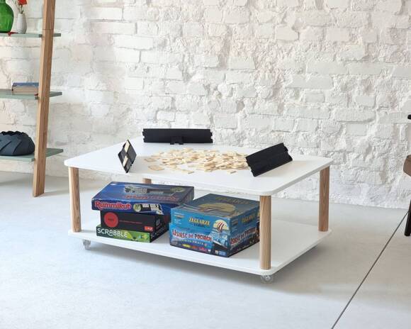 Ragaba ASHME Coffee Table with Wheels 64x105cm White