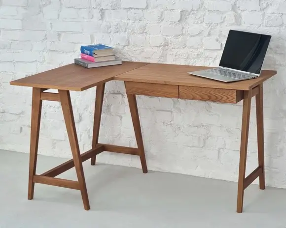 Ragaba LUKA Corner Desk W 135cm x D 85cm Oak Left Side