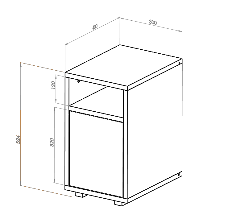 Ragaba SLIM Bedside Table W 30cm x D 40cm Brown Beige Fabrik Onlineshop