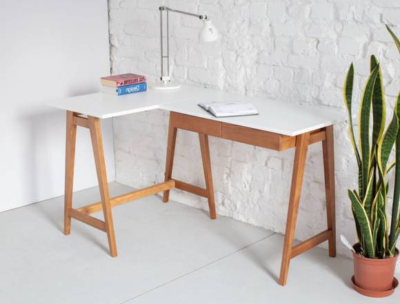 Ragaba LUKA Corner Desk W 135cm x D 85cm Sage Green Oak Left Side Großer Ausverkauf
