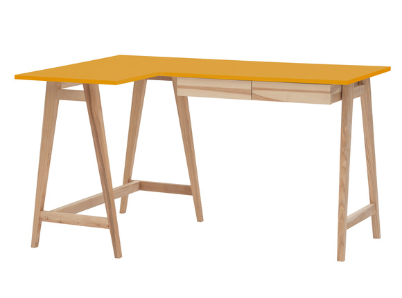 Ragaba LUKA Ashwood Corner Desk W135 x D85cm Broom Yellow Left Side