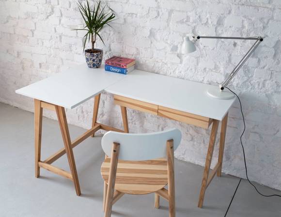 Ragaba LUKA Ashwood Corner Desk W135 x D85cm Broom Yellow Left Side Flash Sale