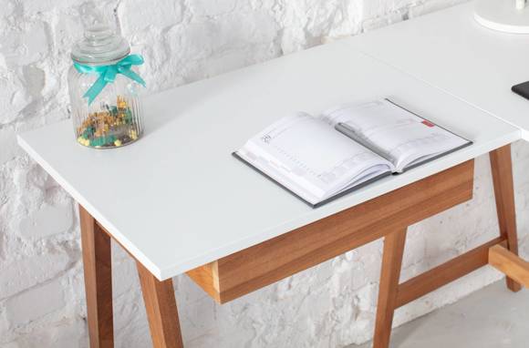 Ragaba LUKA Corner Desk W115cm x D85cm Gentle Blue Oak Right Side Begrenztes Angebot