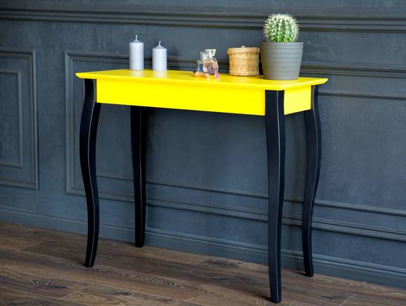 Ragaba LILLO Console Table 85x35cm - Black Legs / Broom Yellow