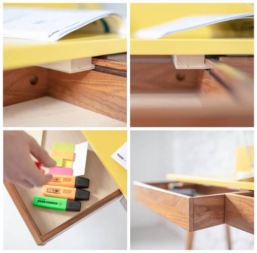 Ragaba LUKA Writing Desk 110x50cm with Drawer Oak Broom Yellow Valentinstagsangebot