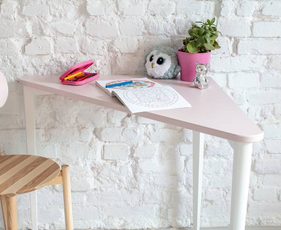 Ragaba NAJA Corner Desk W114 x L85 x H75cm White Legs Dusky Pink
