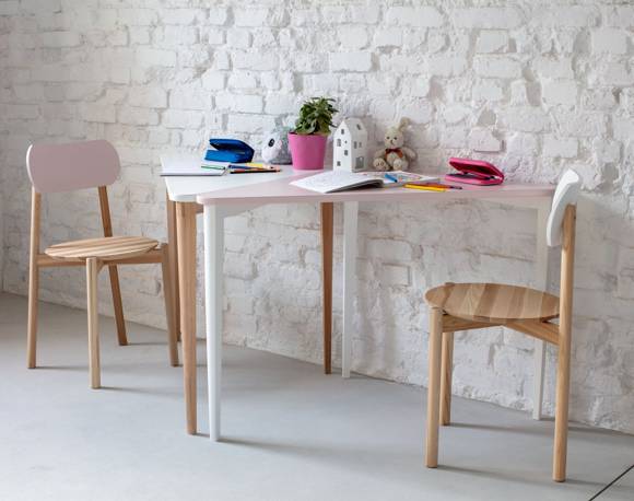 Ragaba NAJA Corner Desk W114 x L85 x H75cm White Legs Dusky Pink Begrenzte Freigabe