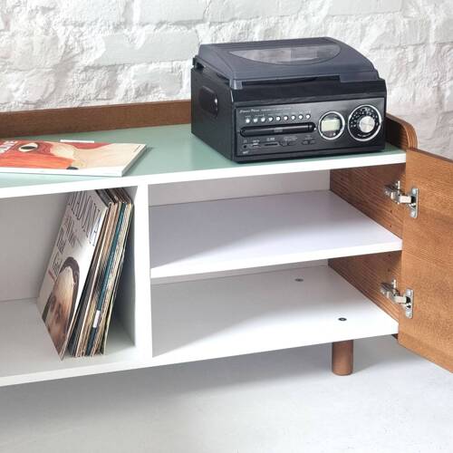 Ragaba DABI Record Player Sideboard 110cm Oak White Kostenloser Versand international