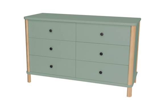 Ragaba ASHME Small Boy 6 Drawer 114cm Double Dresser Sage Green