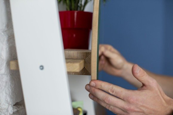Ragaba ASHME Ladder Shelf with Mirror 45x180cm - Ashwood Shelves/White Flash Sale