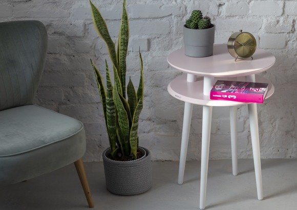 Ragaba UFO Side Table diam. 45cm x height 61cm - Dusky pink/white legs Begrenztes Angebot