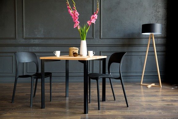 Ragaba TRIVENTI Ashwood Dining Table 80x80cm - Black Round Legs Muttertagsangebot