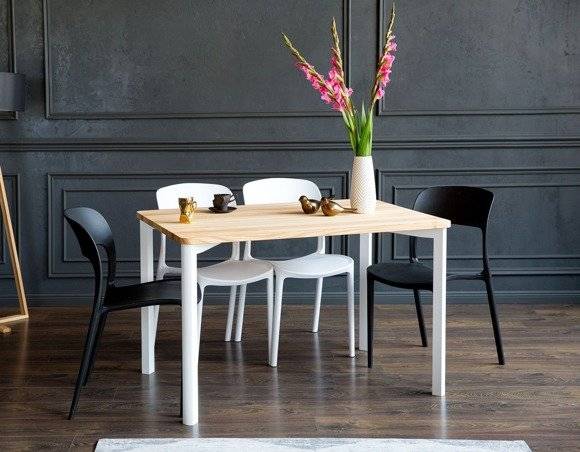 Ragaba TRIVENTI Ashwood Dining Table 120x80cm - White Round Legs