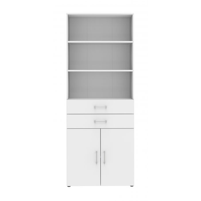 Röhr Bush Schrank in Weiß mit 3 Regalablagen und 2 Schubkästen Online Shopping