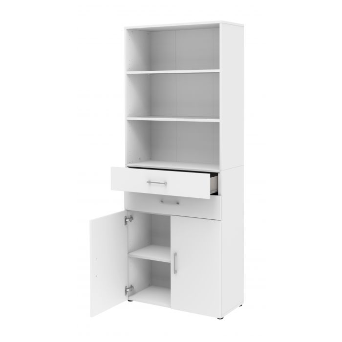 Röhr Bush Schrank in Weiß mit 3 Regalablagen und 2 Schubkästen Online Shopping