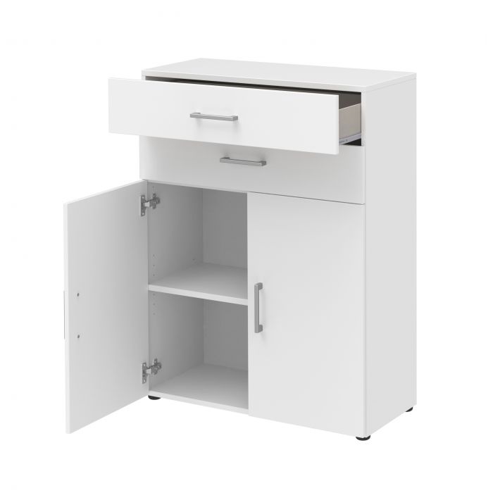 Röhr Bush Highboard in Weiß mit 2 Türen und 2 Schubkästen für 3 Ordnerhöhen Neueste Mode