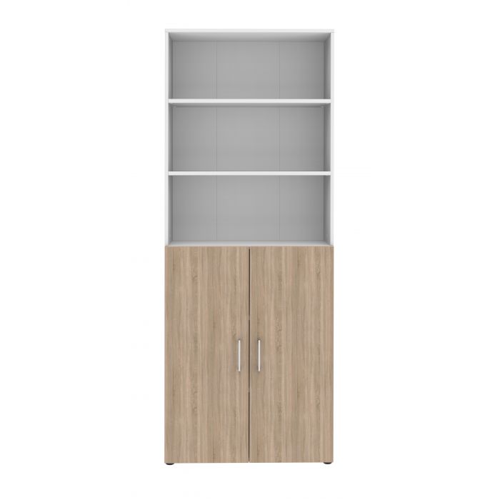 Röhr Bush Schrank in Weiß und Sonoma Eiche Nachbildung mit 3 offenen Regalablagen Wochenangebot