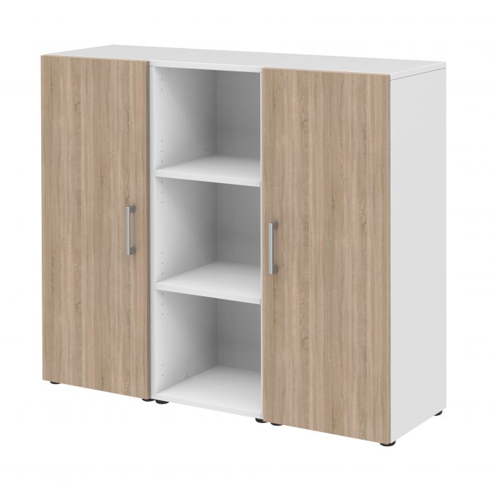 Röhr Bush Sideboard in Weiß und Sonoma Eiche Nachbildung mit 2 Türen und einem Regal